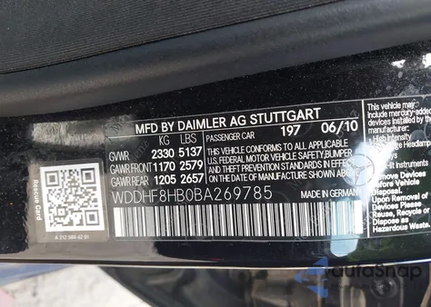 2011 Mercedes-Benz E 350 4Matic from USA, damaged, VIN WDDHF8HB0BA269785